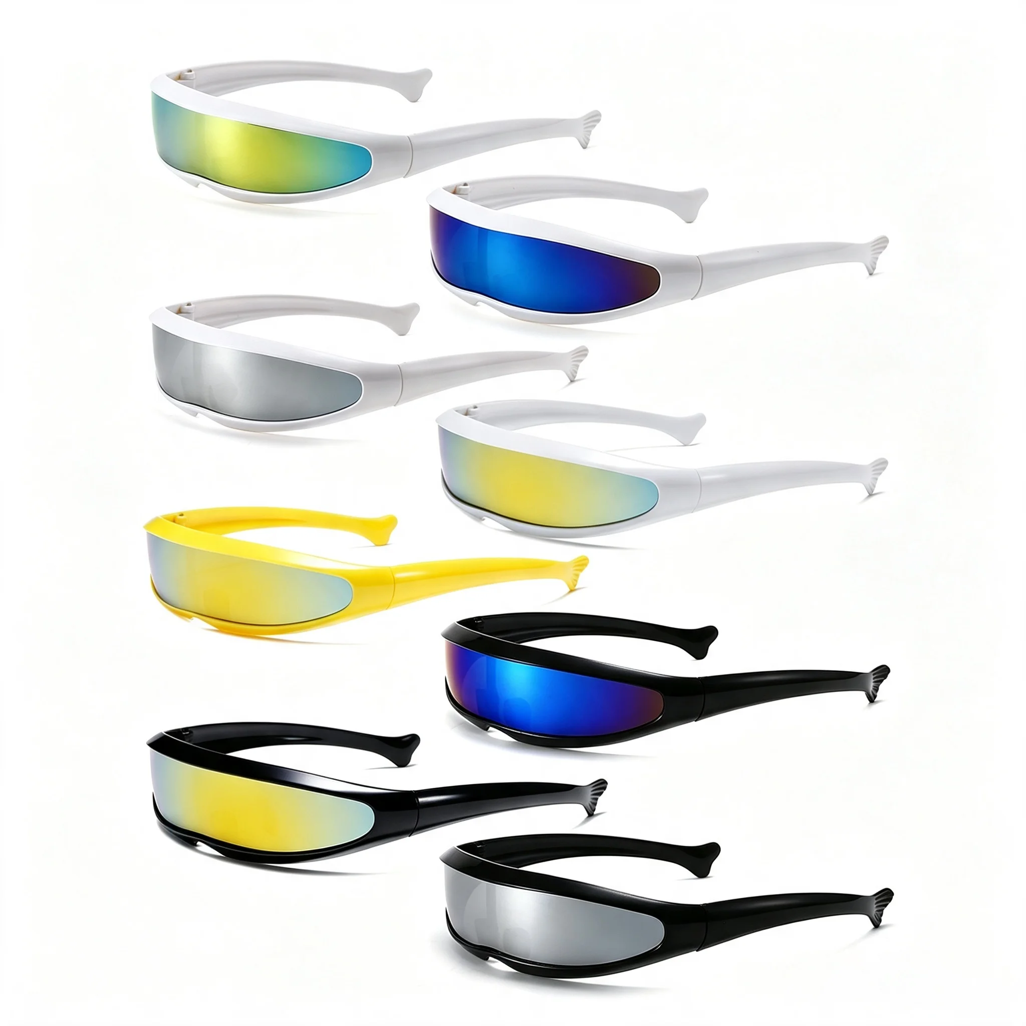 Futuristic Narrow Cyclops Visor Sunglasses Laser Eyeglasses UV400 Personality Mirrored Lens Costume Eyewear Glasses