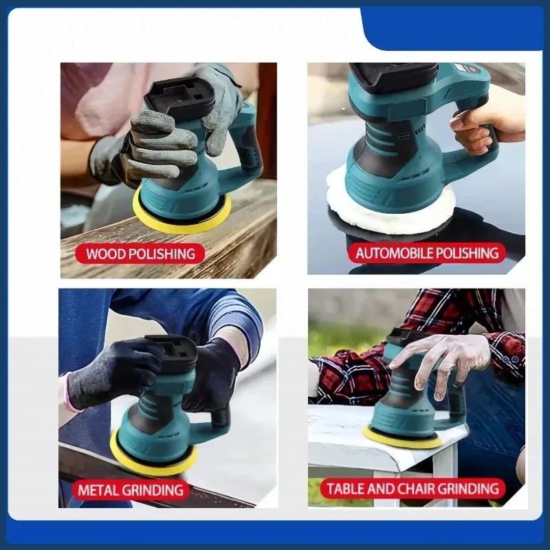 Makita 18V Akumulatorowa polerka samochodowa, elektryczne narzędzie do woskowania i polerowania z 8 regulowanymi prędkościami