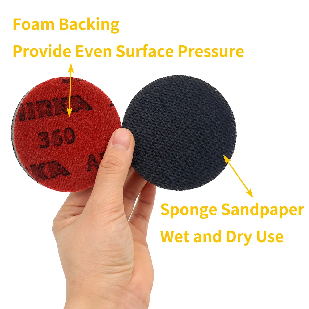 10PCS 3/5/6 Inch Sponge Sangding Disc Foam Hook & Loop Round Sandpaper 180-4000 Grit Elastic Polishing for Mirka sandpaper Car