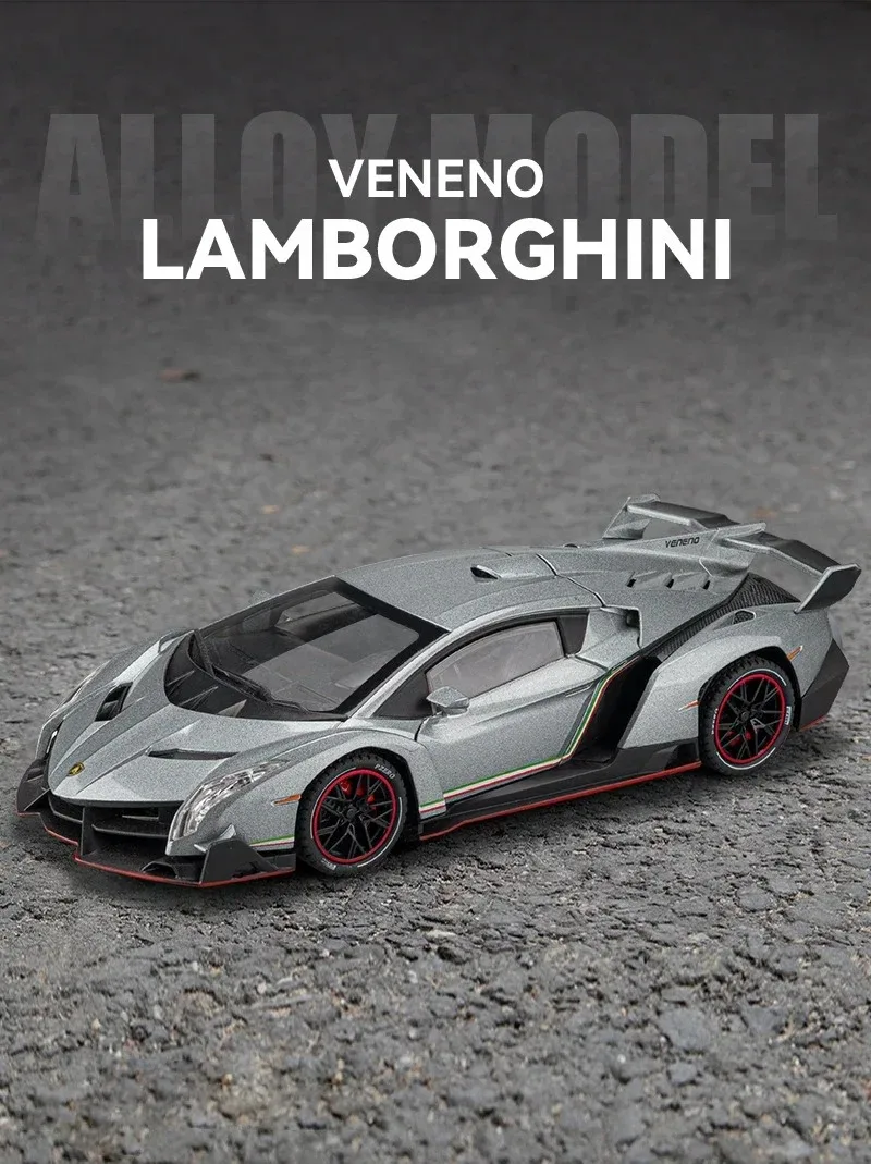 

1:24 Lamborghinis Veneno Poison Supercar Alloy Cast Toy Car Model Sound and Light Children's Toy Collectibles Birthday gift