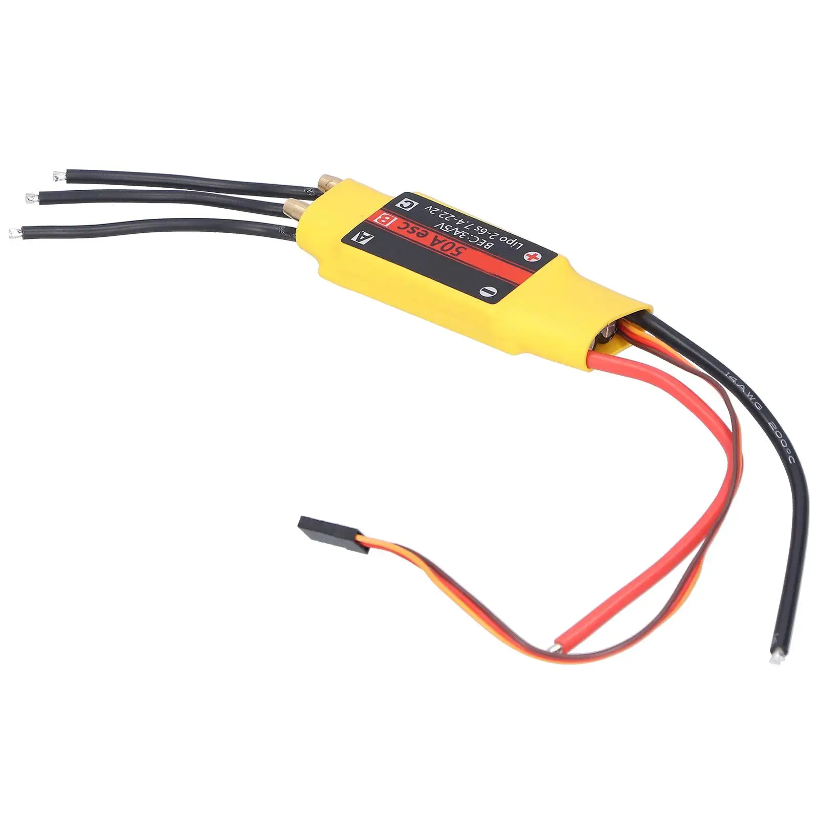 50A Brushless for rc Speed Controller - Yellow 2-Way Electronic ESC for rc Boat Models - Portable & Stable