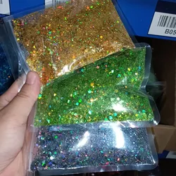 1 Bag 50g Holographic Mixed Hexagon Sequin Chunky Glitter Laser Sparkly Flakes Slices Paillettes Manicure Nails Art Decoration