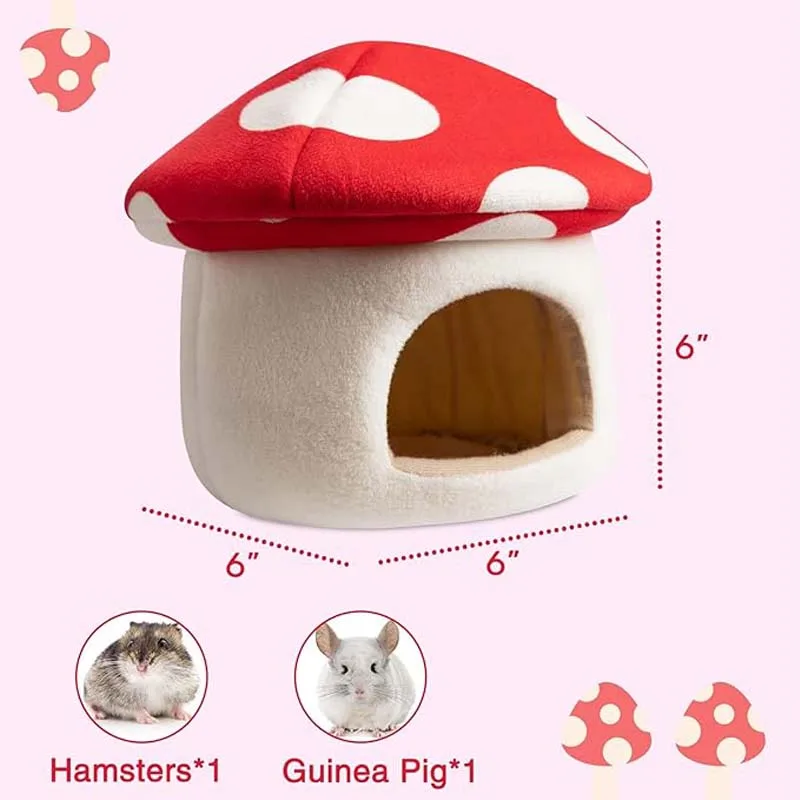 Pink Mushroom S Pet Cage Small Animals Bed & Mini Habitat for Pig Hamster Hedgehog Rat Chinchilla & Guinea Durable Comfortable