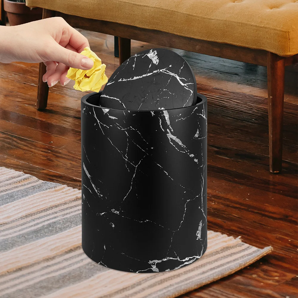 

Large Capacity Bathroom Trash Bin Decorative Plastic Kitchen Garbage Bin Marbling Waste Container Marble Effect Home