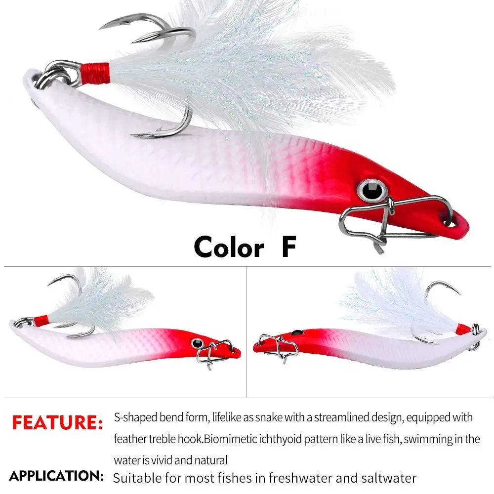 10g15g 20g Metal VIB Leech Spinners Spoon Lures S Leech Bait VIB Leech Fishing Lures Leech with Feather Hook