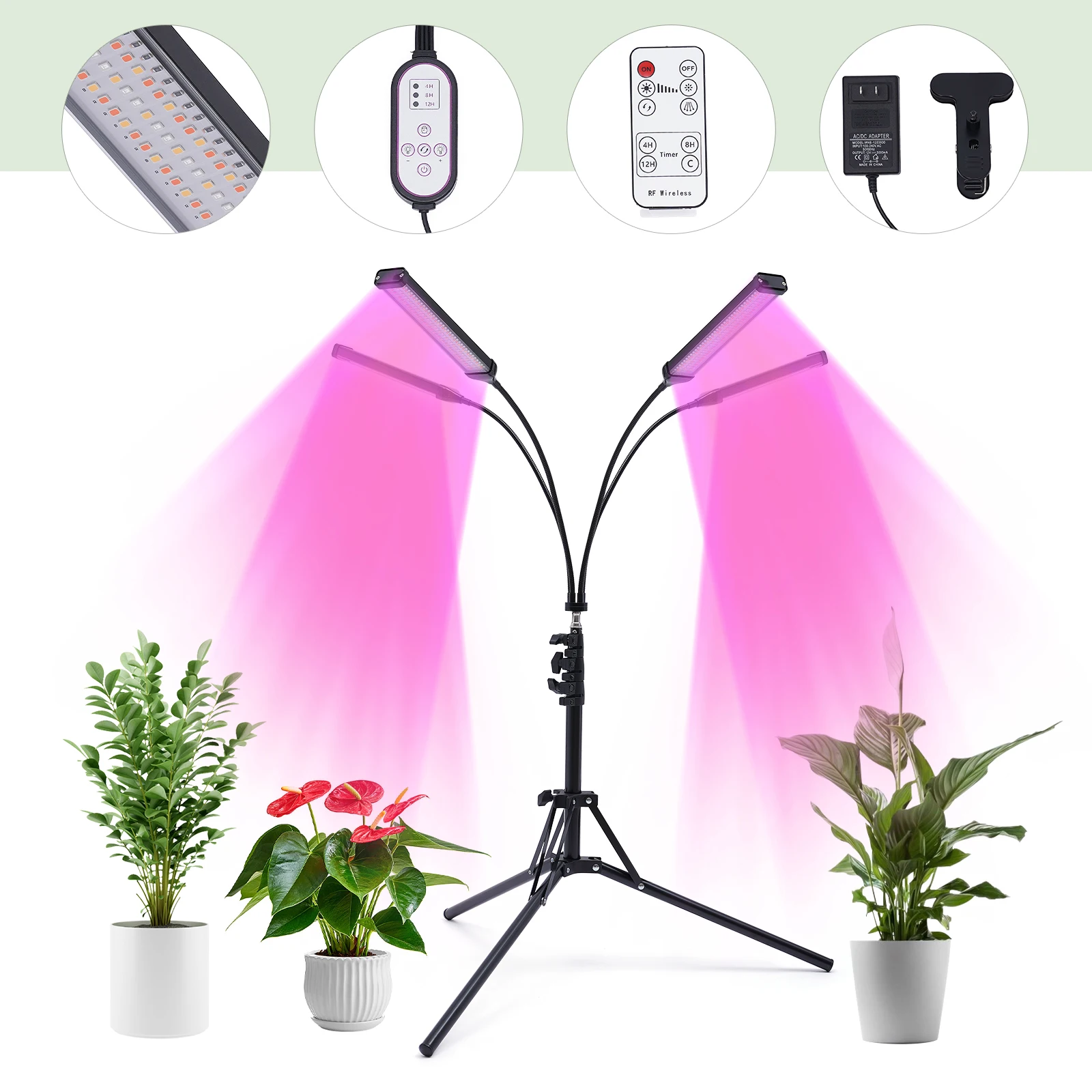 Grow Light with Stand and Clip, 420 LEDs Grow Lights for Indoor Plants, 10 Dimmable Levels, 3 Timer