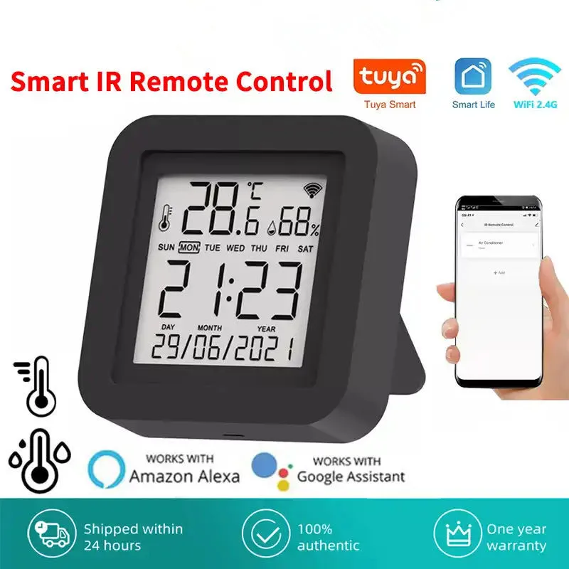 

Tuya WiFi IR Remote Control with Temperature Humidity Display Smart Universal Infrared APP Voice Control Alexa Google Home