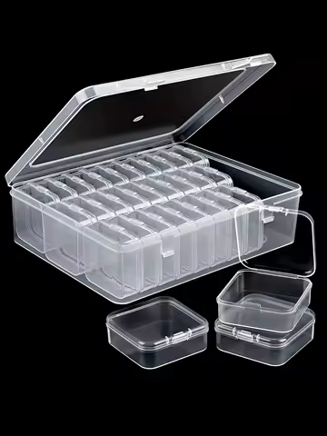 1 Set Of 30pcs Transparent Plastic Storage Box Mini Small Grid With Lid Square Jewelry Pearls And Miscellaneous Items Separated