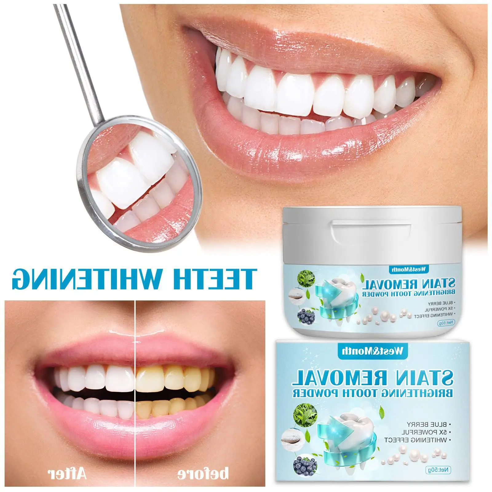 

Whitening Tooth Powder Brightening Cleaning Tartar Stains Lasting Fresh Breath Baking Soda Tooth Cleaning Powder Oral Hygiene