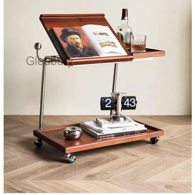Wabi-sabi Salon Trolley Vintage Solid Wood Movable Salon Trolley Adjustable Commercial Furniture Carrello Parrucchiere ZY40TC