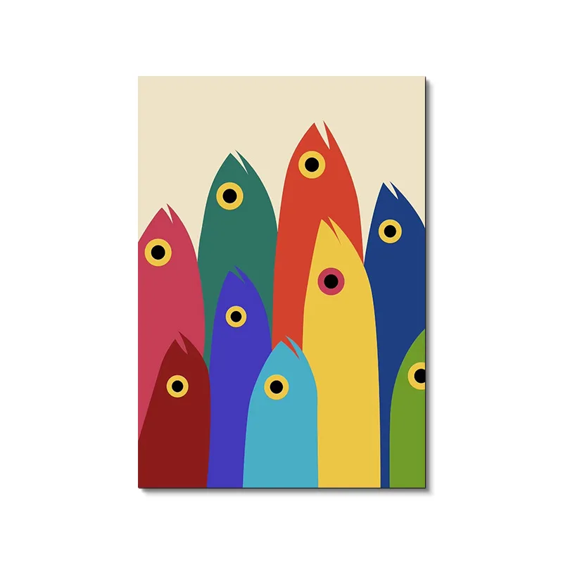 Modern minimalist cat catching fish decoration painting abstract canvas painting poster bedroom dining room hanging painting