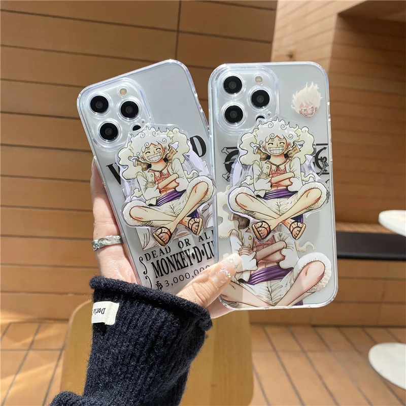 Anime One Piece Gear 5 Nika Luffy Case for IPhone 11 12 13 14 15 16 Pro Max Cartoons Phone Cover Back Shell Toy Gift