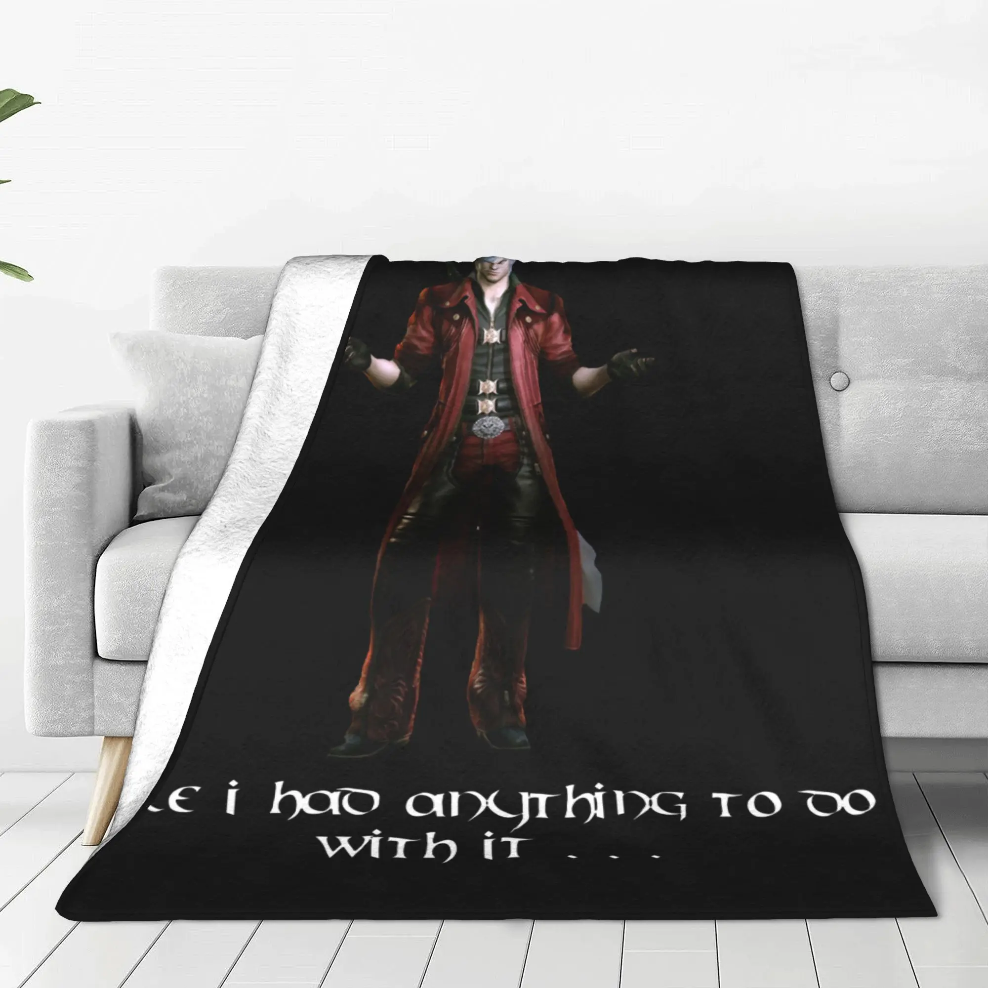 Dante's Reaction To DMC Wool Blanket Devil May Cry Vintage Throw Blanket for Home 125*100cm Bedspread