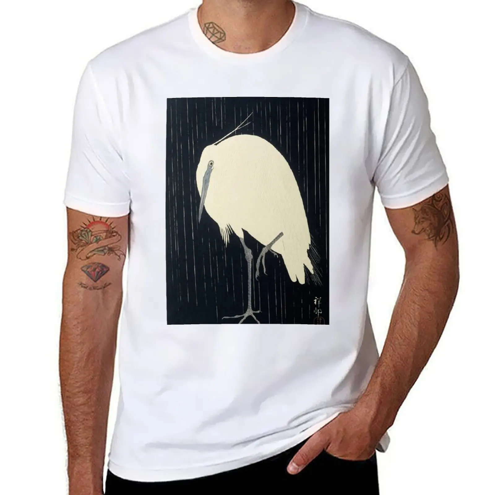 

Egret in the Rain, Ohara Koson, 1920s T-Shirt t shirt man designer t shirts for man cotton T-Shirt