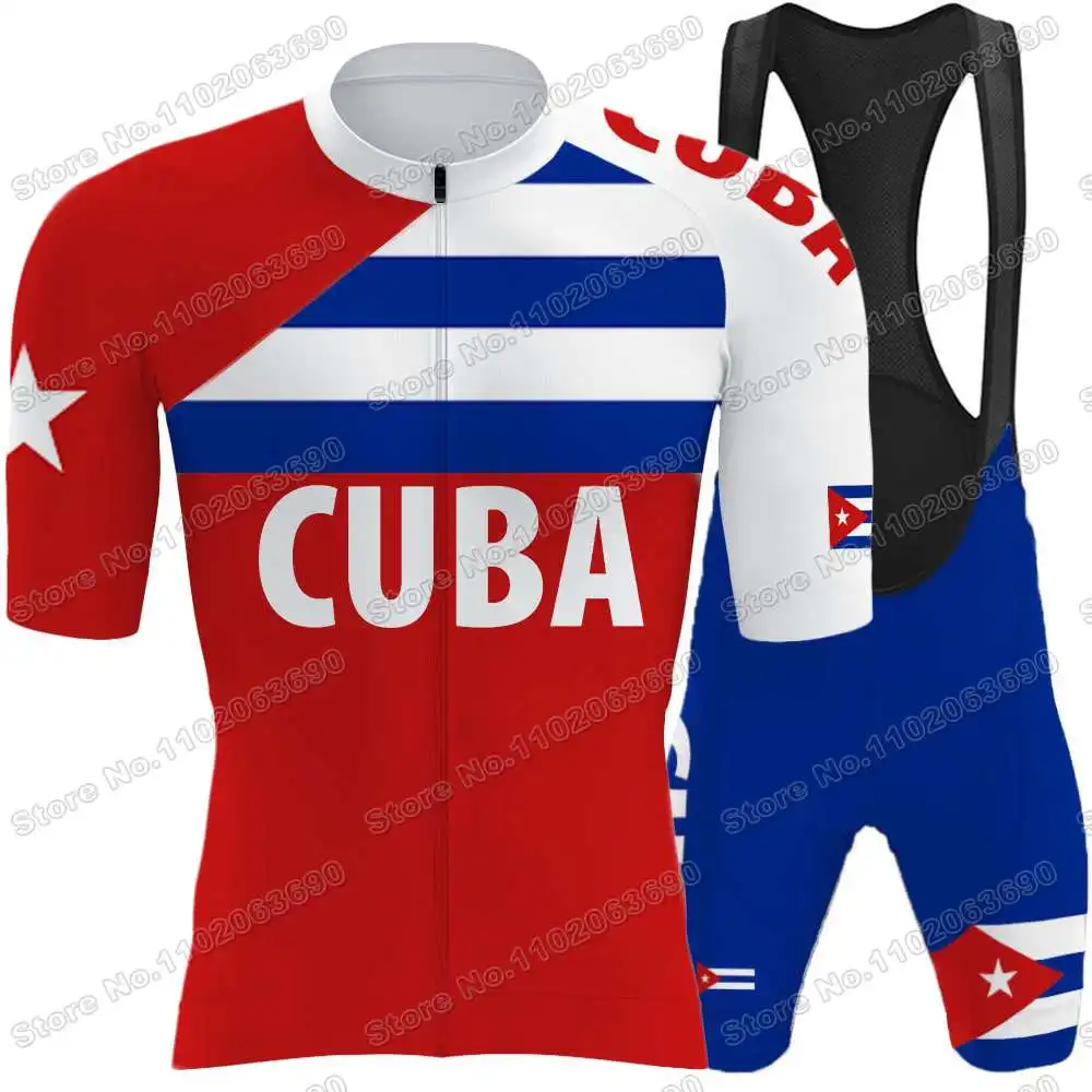 Team Cuba 2023 Cycling Jersey Set Summer Cycling Clothing Men Road Bike Shirts Suit Bicycle Bib Shorts MTB Riding uniform