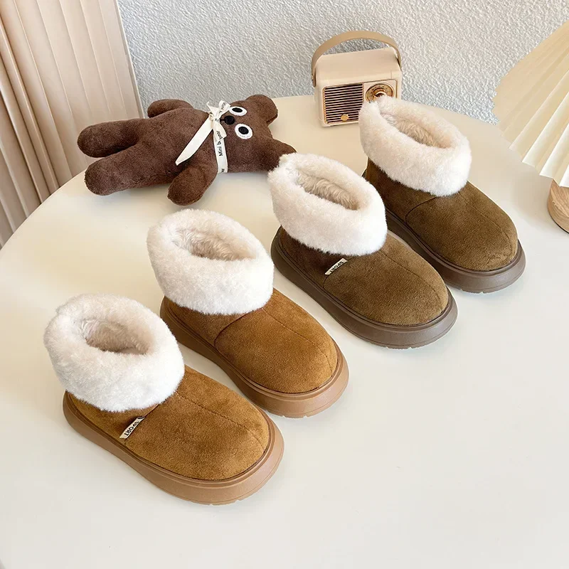 Bambini brutto carino moda stivali da neve per le ragazze 2024 inverno nuovo stile coreano tendenza testa grande antiscivolo versatile scarpe di peluche