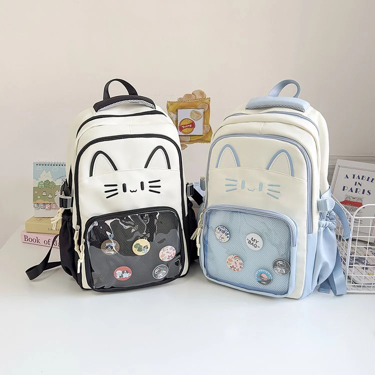 حقيبة ظهر شفافة جديدة على شكل قطة للفتيات، حقيبة كتف للسفر، حقيبة كتب للطلاب، حقيبة متعددة الاستخدامات للتنقل، خفيفة الوزن وم...