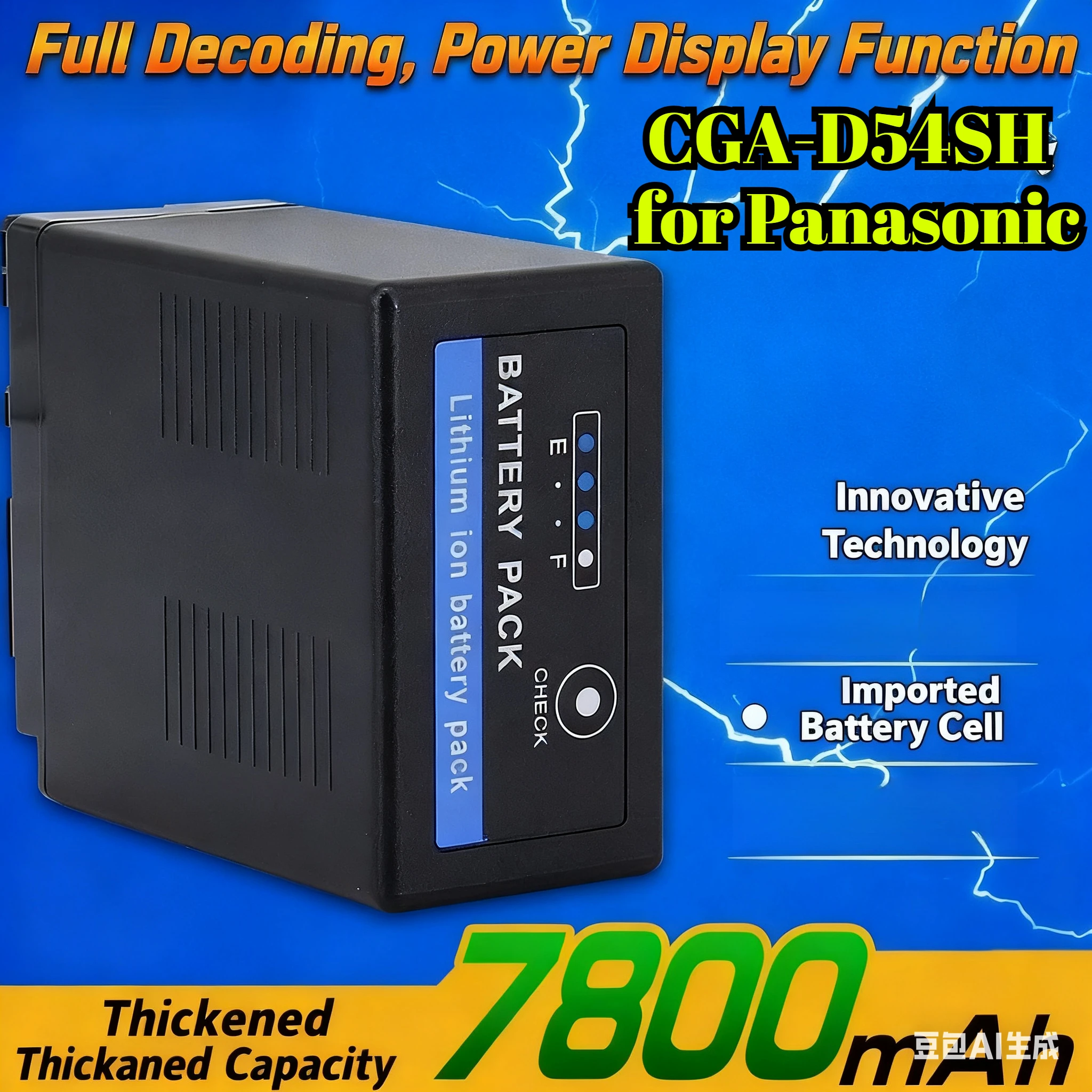 

CGA-D54SH 7800mAh Battery for Panasonic HC-MDH2GK AG-AC90MC Extended Power for Pro Camcorder & Video Recording