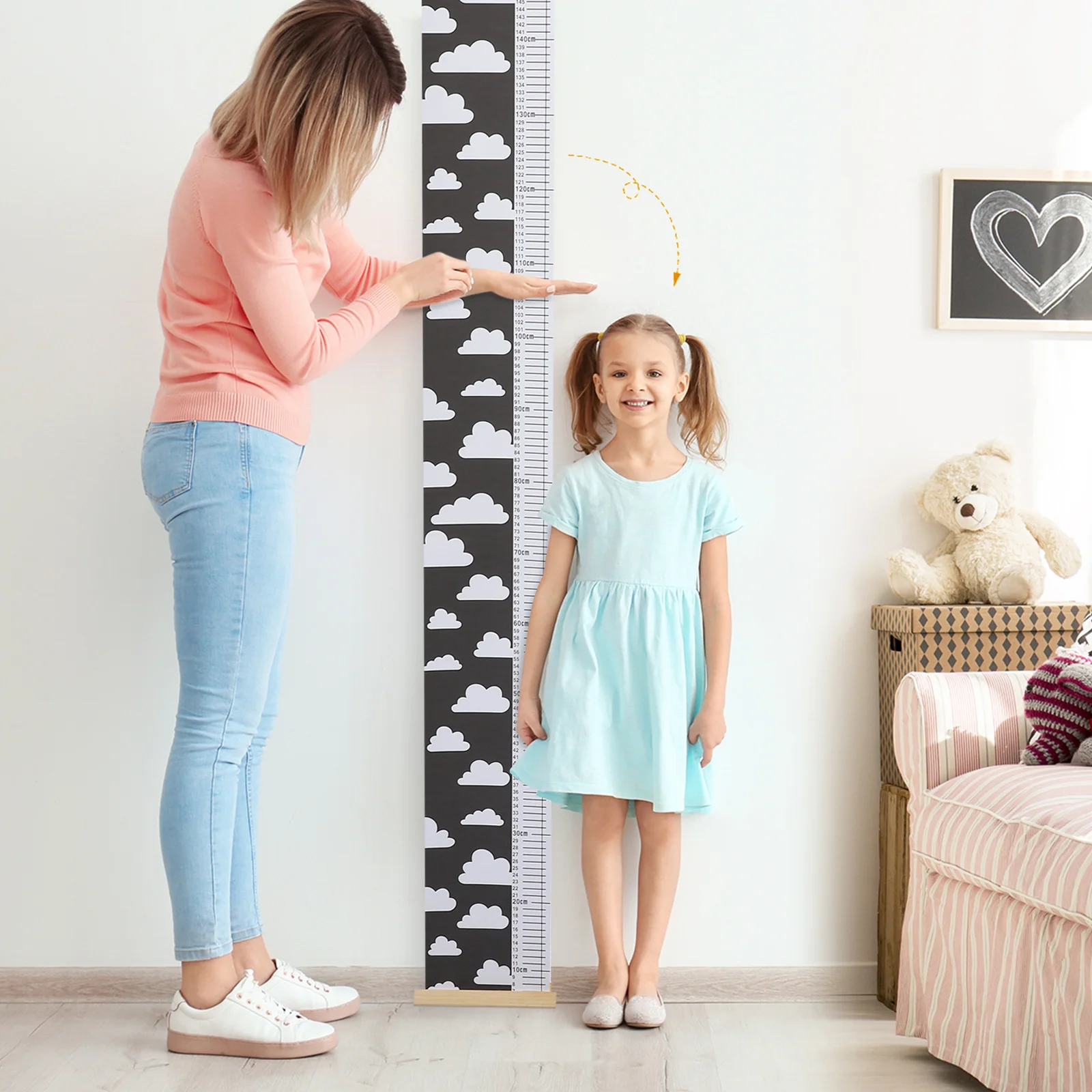 

Height Measuring Ruler Cartoon Style Kids Growth Chart Wall Hanging Durable Waterproof Easy Install Home Decor
