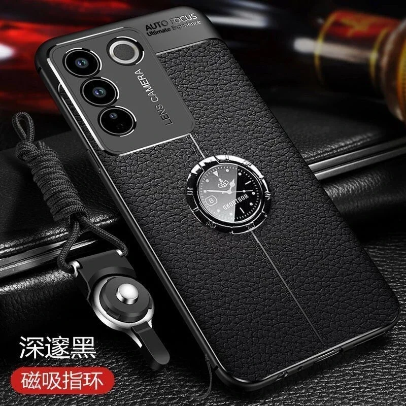 Magnetic Case For Vivo V29 V27 V27E V25 Pro V23 5G Holder Ring Phone Cover Luxury TPU Soft Silicone Protectio Shockproof Bumper