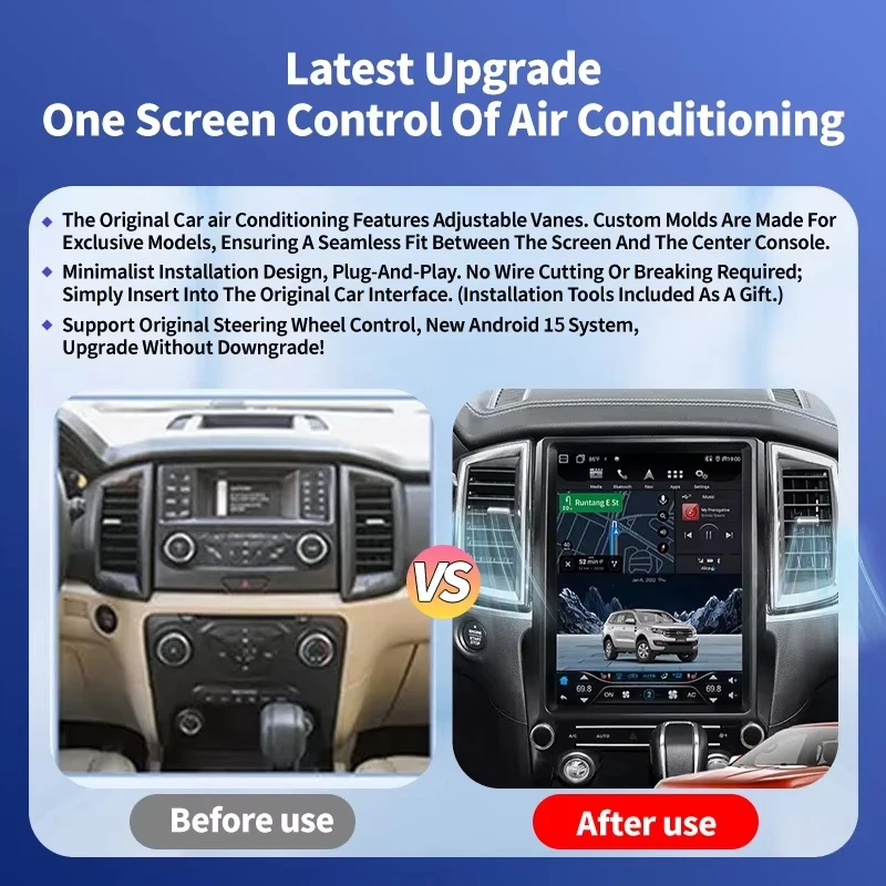 2Din For Ford Everest Ranger 2016-2021 Car Audio Player Bluetooth Intelligent Systems Multimedia Player CarPlay Autoradio Screen