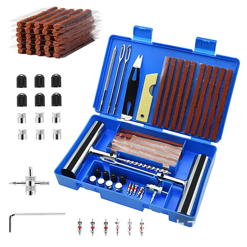 Tire Repair Plug Kit Flat Tire Puncture Repair Kit Effective and Heavy Duty Patch Kit Tubeless T-Handle Rope Plug Portable and