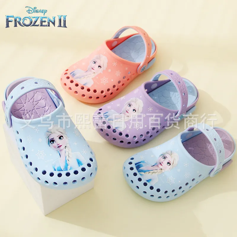 Disney Frozen Summer Girl Slippers Spider Man Elsa Plush Shoes Non Slip Soft Sole Bathing Sandals Breathable Beach Drag Sneakers