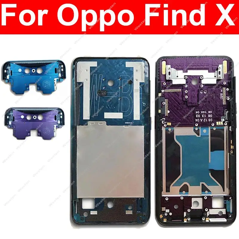 LCD Front Frame Housing Bezel Cover Case For OPPO Find X Middle Frame with/without Lifting Cover Side Buttons Replacement