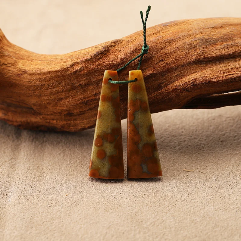 Natural Elongated triangular Ocean Stone Earrings Beads for Jewelry Making, Handmade Natural stones beads 36*12*4mm 5.2g