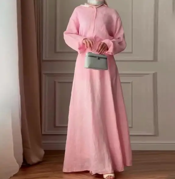 Women's Solid Color Long Sleeved Button Top Hip Hugging Long Skirt Casual Set Fashionable Elegant Outfit for Office And Parties