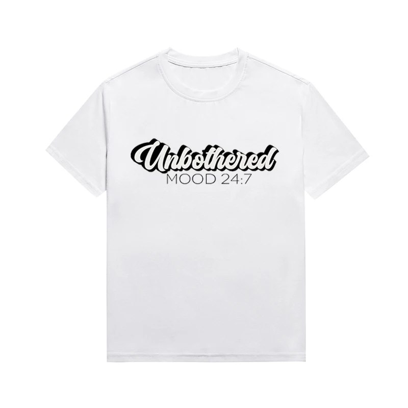 Unbothesed Mood 24:7 Slogan Melanin Top Short Sleeve Summer Unisex Tee Custom T-shirts Drop Shipping