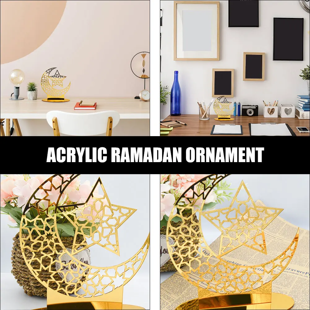 

Acrylic Moon Decor Golden Compact Ramadan Adornment Eid Home Ramadan nament Bar Festival nament Restaurant