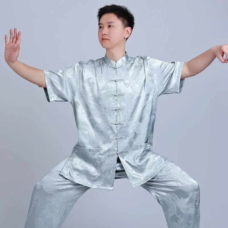 Tai Chi Clothes Kung Fu Dress Wushu Clothing Martial Art Uniform Unisex Women And Men Grey Tang Costume Kun Master 2023 New