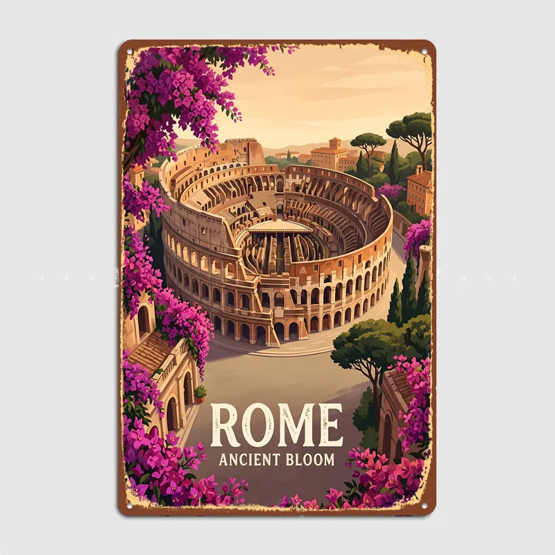 Rome Colosseum Travel Poster Metal Sign Life Wall Custom Bedroom Indoor Home Wall Decor Posters Room Decoration