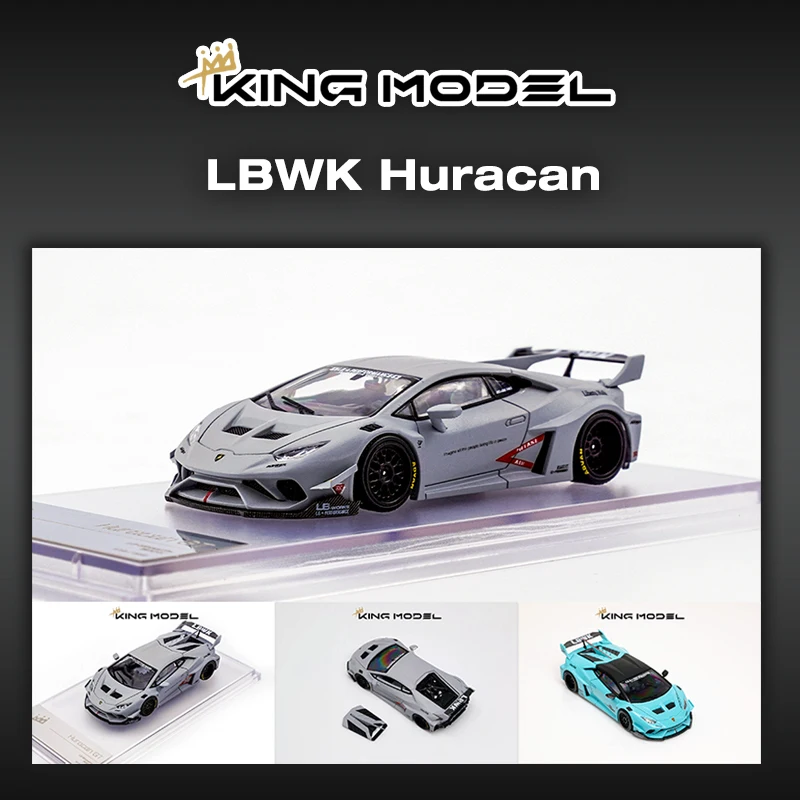 PreSale King 1:64 LBWK Huracan Air Force Grey Opened Hood Diecast Diorama Car Model Collection Toy