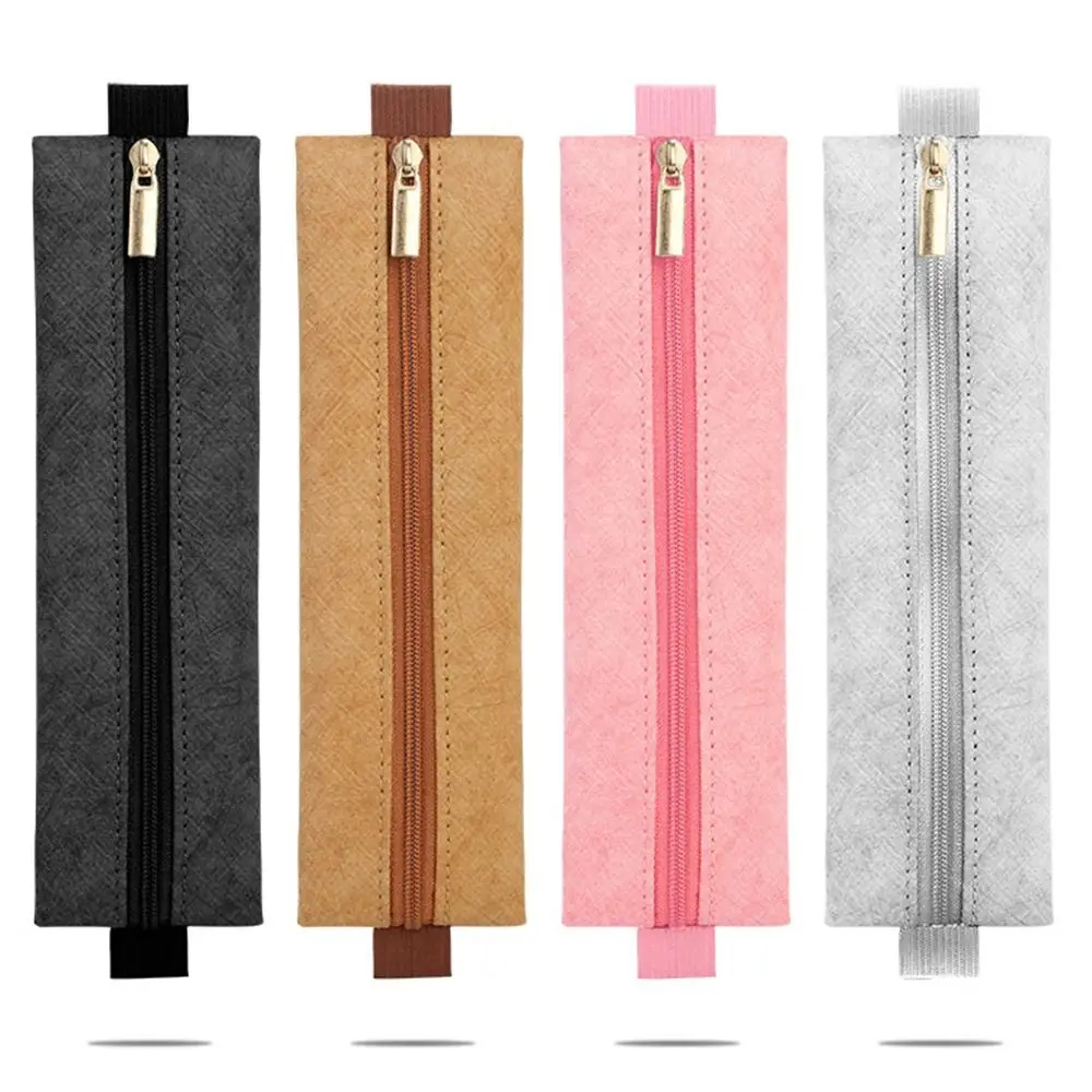 Elastic Buckle Pen Bag Simple Portable Large Capacity Pen Holder Tyvek Pencil Case Office Meeting