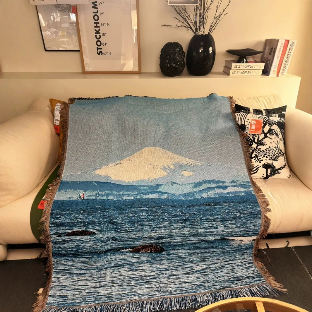 Japanese Mount Fuji Scenic Carpet Healing Series Single Sofa Cover Four Seasons Blanket  Camping Carpet Wall Tapestry