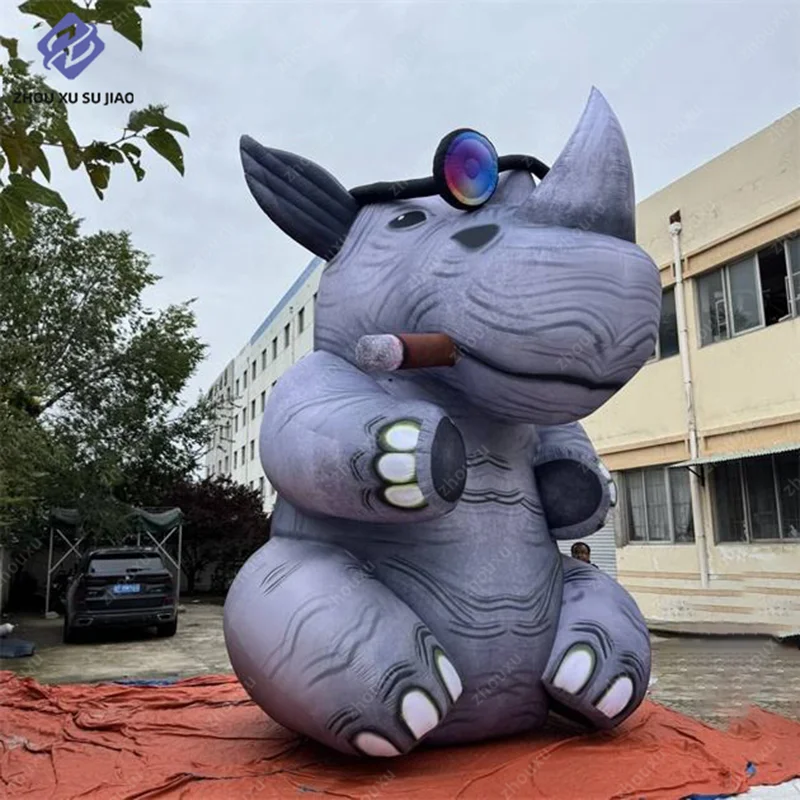 

4m/5m Giant inflatable rhinoceros Air blow lifelike animal model for film festival decoration