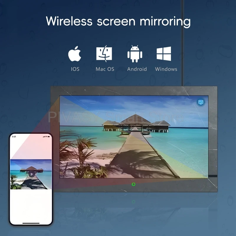 Wireless Casting LED 24 27 Inch Smart Screen TV Wall-mounted Monitor Relax for Bathroom Kitchen Mirror Black Waterproof Shower