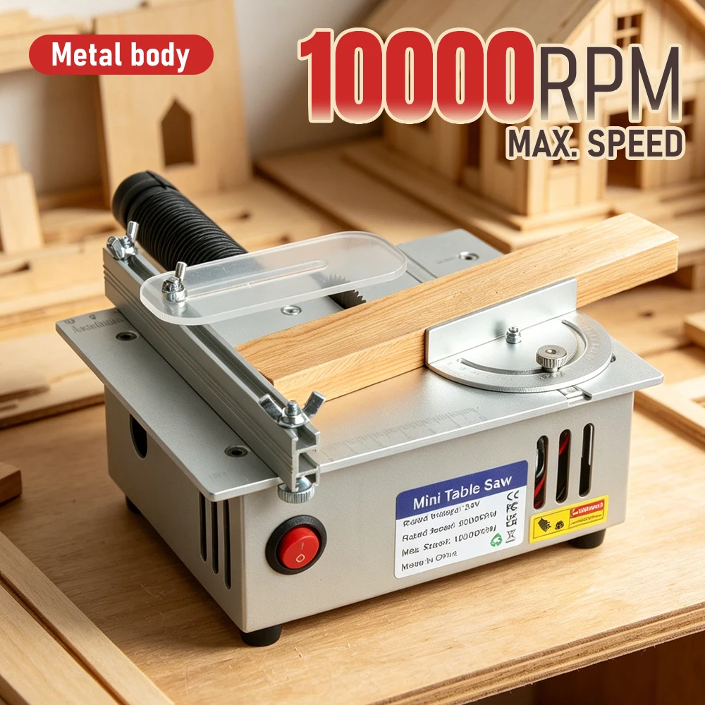 Multifunctional Mini Table Saw 10000RPM Portable Cutting Machine with 15mm Max Thickness for DIY Woodworking
