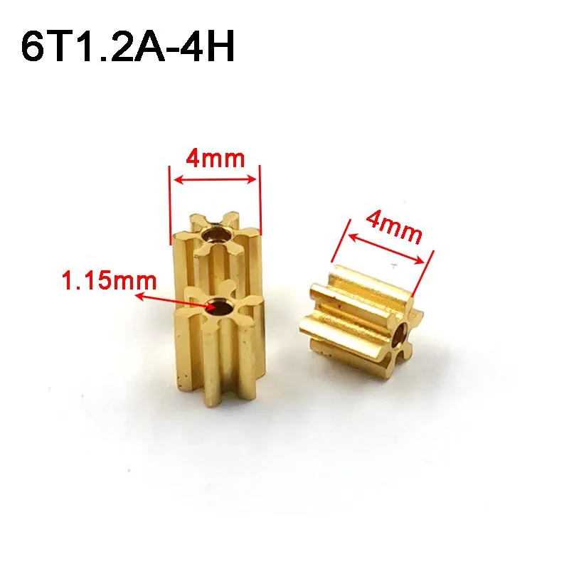 62A 61.2A 0.5M Brass Pinion OD=4mm 6 Teeth Small Copper Gear Hole 2mm Tight Motor Repair Parts