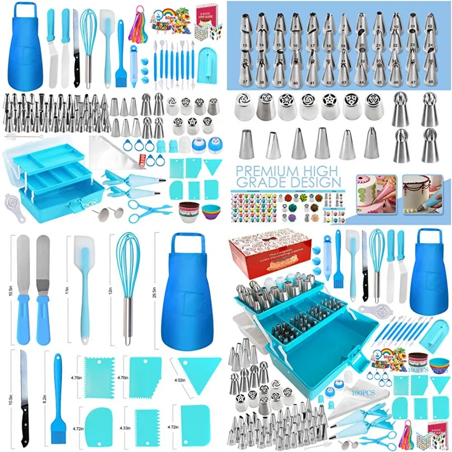 

Cake Decorating Tools Supplies Kit - 368Pcs Baking Supplies with Storage Case for Beginners - Icing Piping Bags and Tips Set Fo