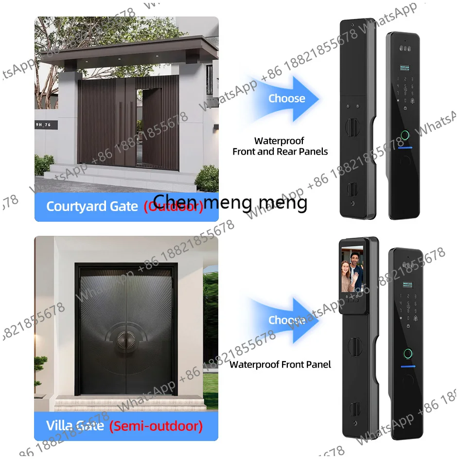 R2 IP66 Waterproof Tuya WiFi 3D Facial Automatic Fingerprint Electronic Lock With WiFi Camera Active Real-time Monitor