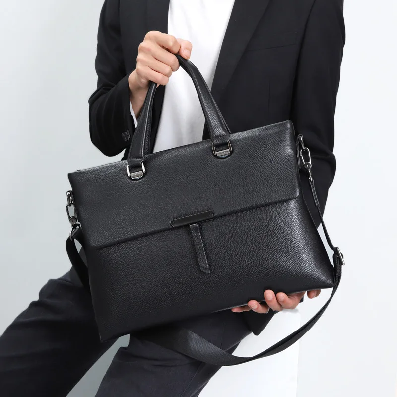 Business Handbag Genuine Leather Briefcases Men High-end Luxury Casual Laptop Bag Top Layer Cowhide Briefcase Men's Style