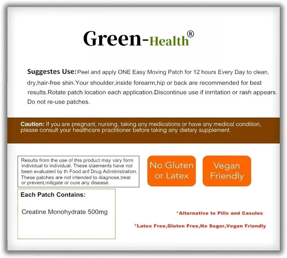 30 パッチ クレアチン モノハイドレート経皮パッチ 筋肉の成長、筋力の増加、エネルギー出力の強化に