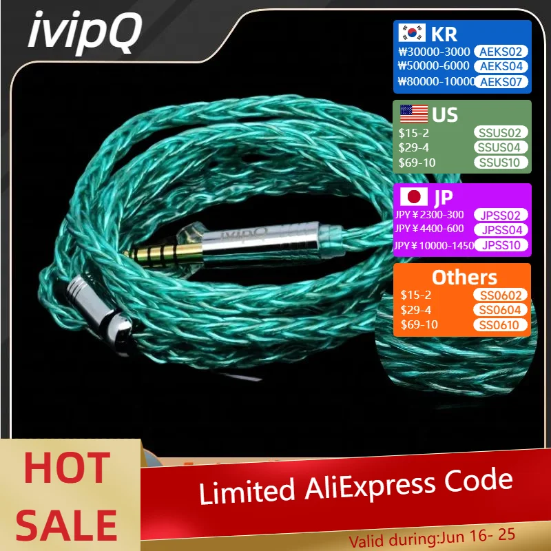 

ivipQ-502 8-ядерный OCC посеребренный графеновый кабель для обновления наушников, с 3,5 мм/4,4 мм MMCX/0,78 мм/IE900 для молодежи M5 Olina