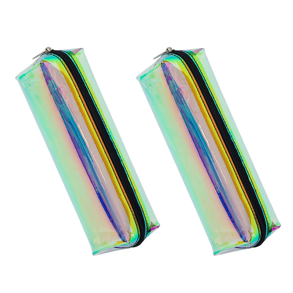 

2Pcs Premium PVC Pen Storage Bag Zippered Makeup Pouch Practical for Students Teachers and Office Workers Bags