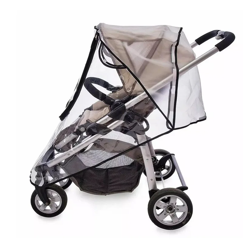 EVA Baby Stroller Waterproof Rain Cover Transparent Wind Dust Shield Zipper Open For Pushchairs Windproof Breathable Raincoat