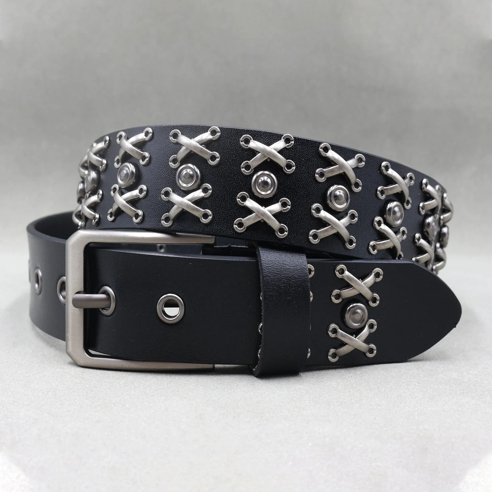 men's casual Stage performances rivets belts pin buckle studded belt women designer natural leather waistband stylish strapon