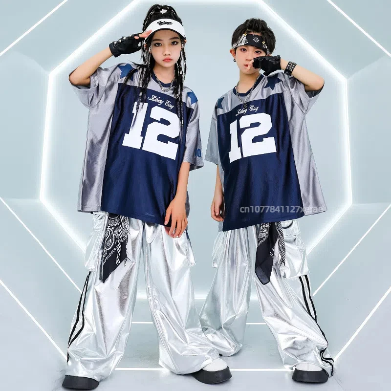 Street Dance Kinderkleidung Hip Hop Reflektierender Mädchentanz Street Explosion Set Cooles, hübsches Performance-Kleid für Kinder